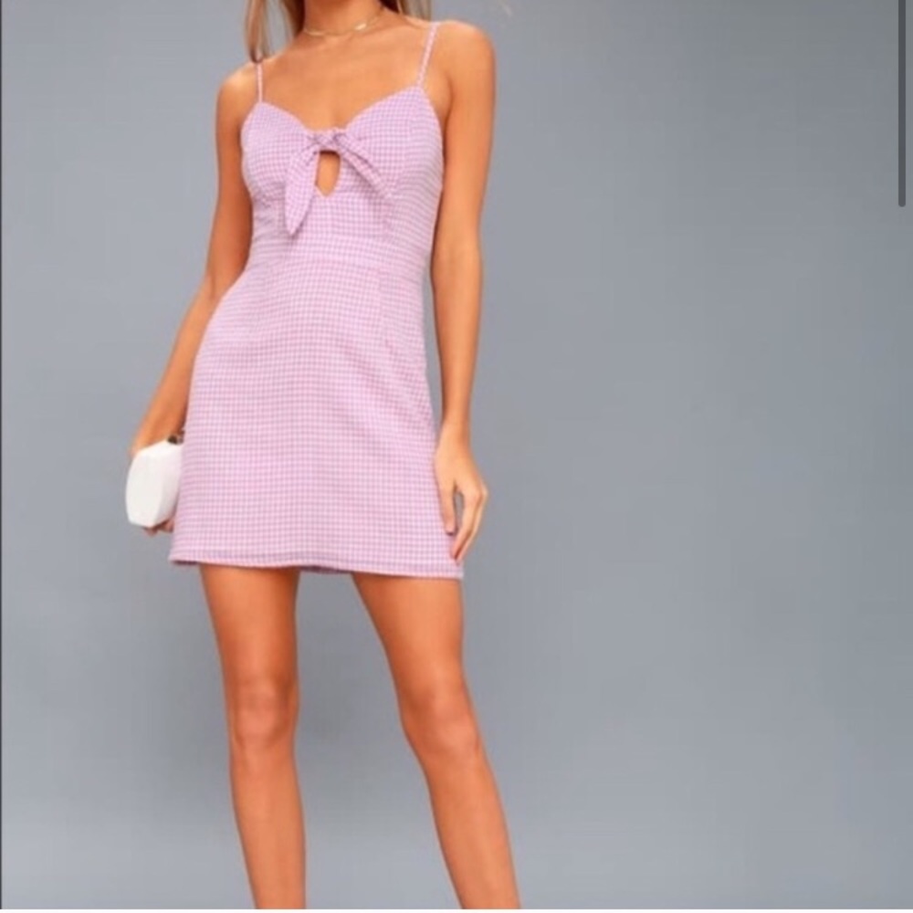 Lulus Lavender Gingham Dress.